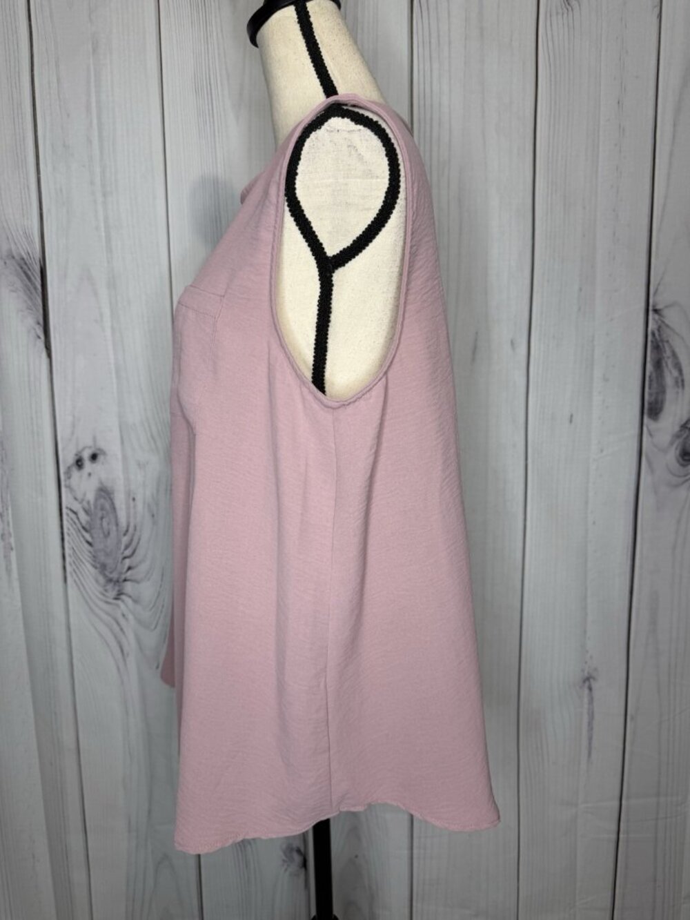 Cotton Bleu Pale Mauve Scoop Neck Tank Top Sleeveless Sz L Pocket - Picture 10 of 13